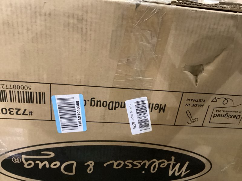 Condition photo showing As Is for Melissa & Doug Toy Chest, Wooden Toy Storage Box with Safety-Hinged Lid, Kids Toys Storage Organizer for Playroom, Bedroom, & Montessori Classroom Furniture for Boys & Girls Ages 3+ White Wooden Toy Chest