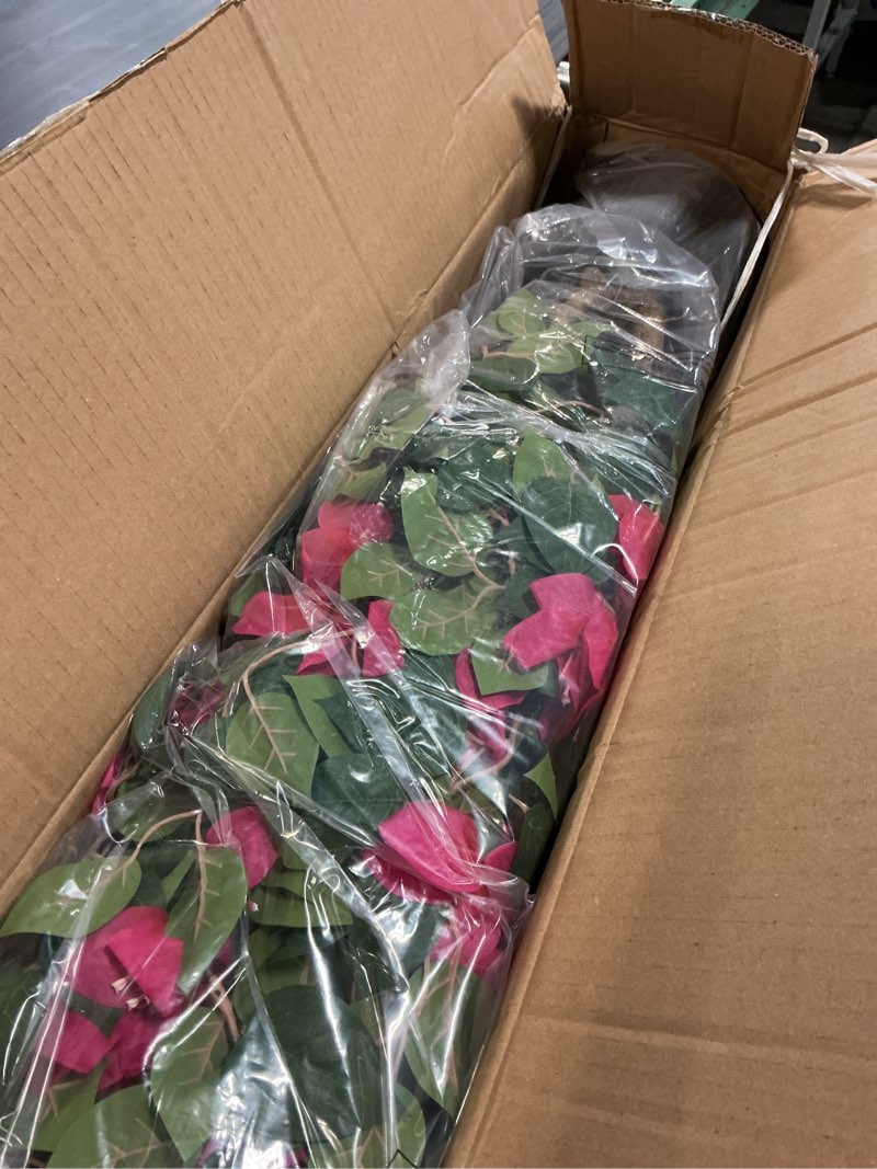Condition photo showing Good Condition for 2 pack artificial bougainvillea tree, 3ft small fake flowering plant with pink bougainvillea flowers, potted faux tree for indoor outdoor home, balcony, porch, office, and garden decoration rose pink 3ft