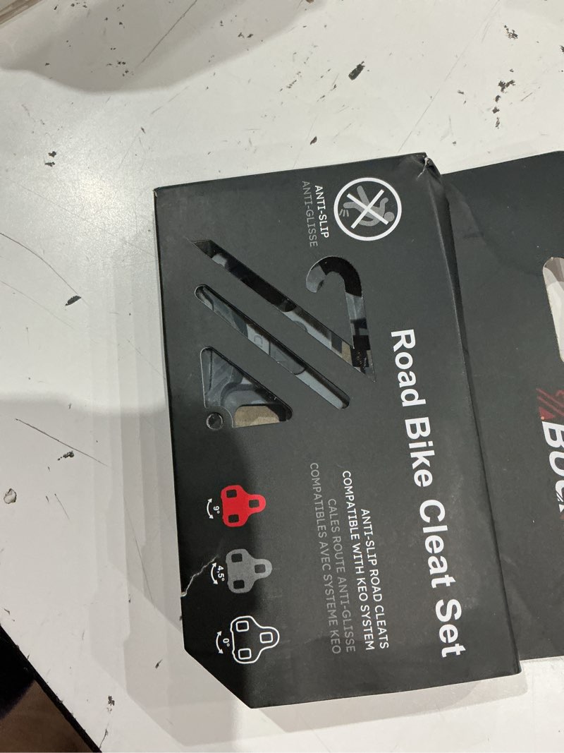 Condition photo showing Good Condition for bucklos road bike cleats compatible with look keo pedals for cycling shoes -0/4.5/9 degree float grip anti-slip rubber surface for indoor peloton & outdoor road bicycle 4.5°-grey