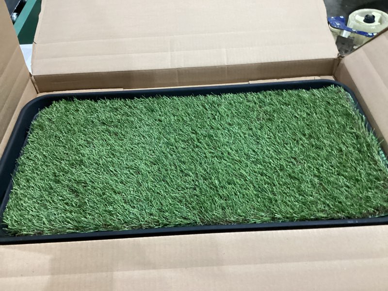 Condition photo showing Good Condition for Ottomanson Artificial Grass Puppy Potty Training Pad with Tray, 15" x 30" Reusable Pee Pad for Small Pets and Dogs Black Tray/Grass 1'3" x 2'6" (Pet)