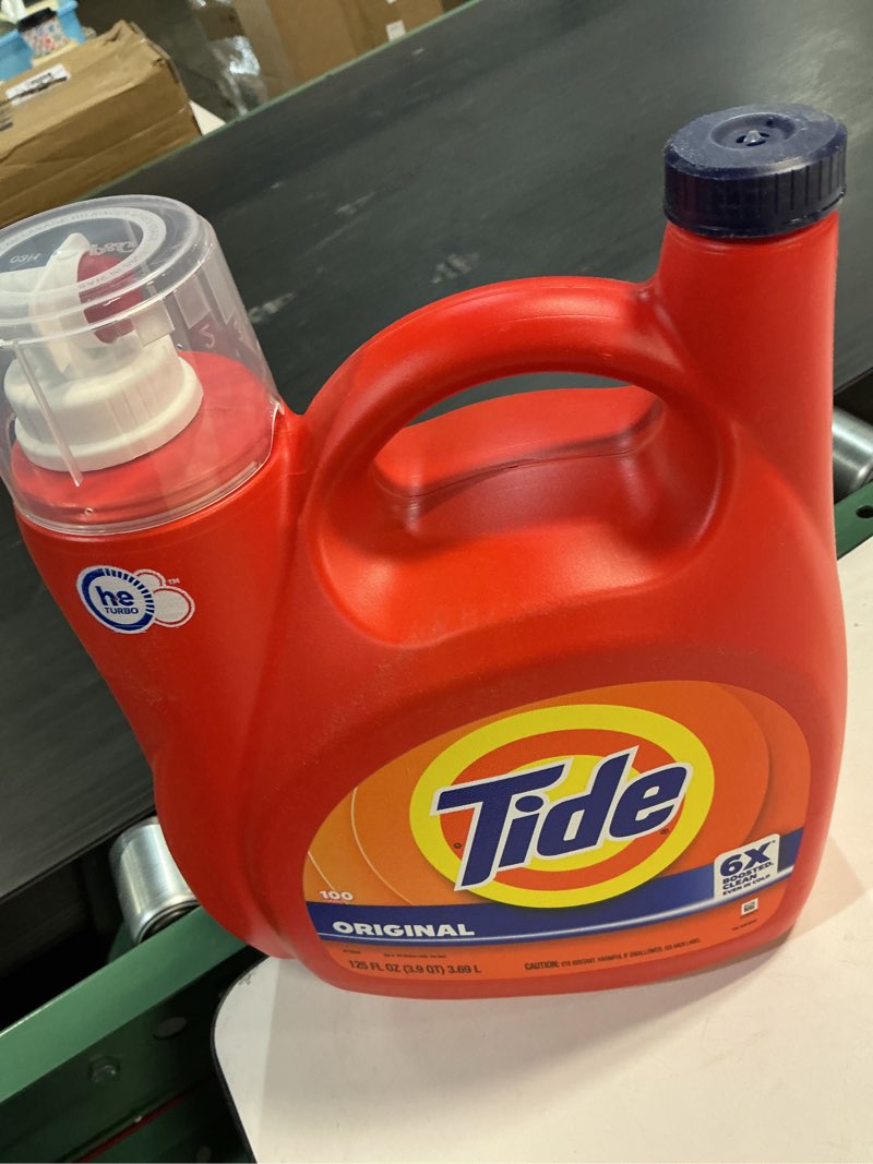 Condition photo showing Good Condition for tide liquid laundry detergent, original scent, 125 fl oz, 100 loads, boosted clean even in cold water with concentrated washing soap original 132 fl oz (pack of 1)