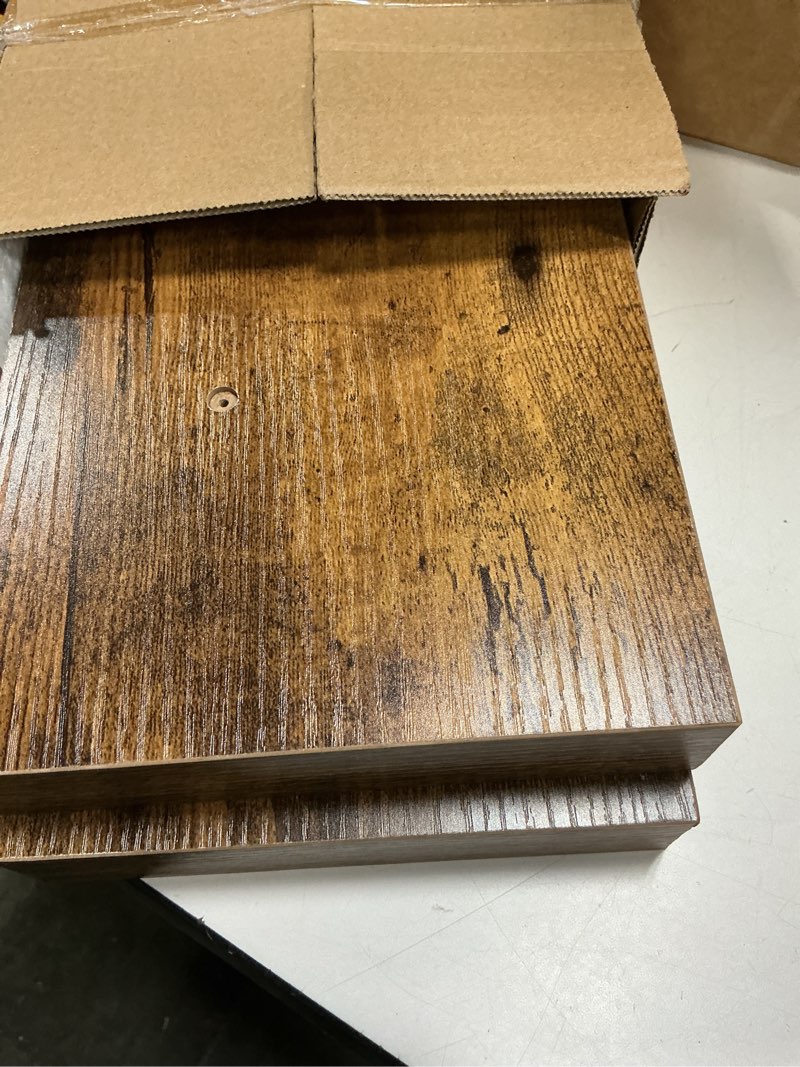 Condition photo showing Good Condition for qeeig bathroom floating shelves for wall - 15.7" wall mounted shelf over toilet farmhouse home decor display bookshelf small 15.7 x 6.7 inch set of 2, rustic brown (008-40bn) 15.7" a. brown