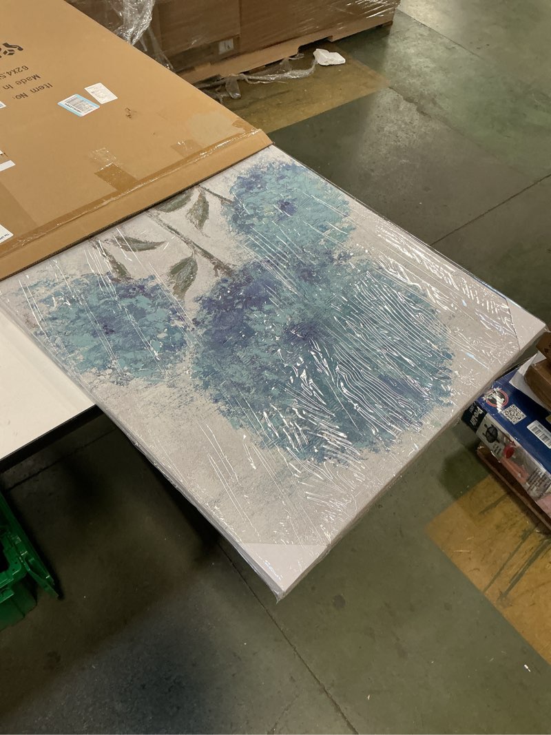 Yihui Arts Big Blue Flower Wall Art - Hand Painted Hydrangeas Painting on Canvas - Modern Farmhouse Bathroom Decor