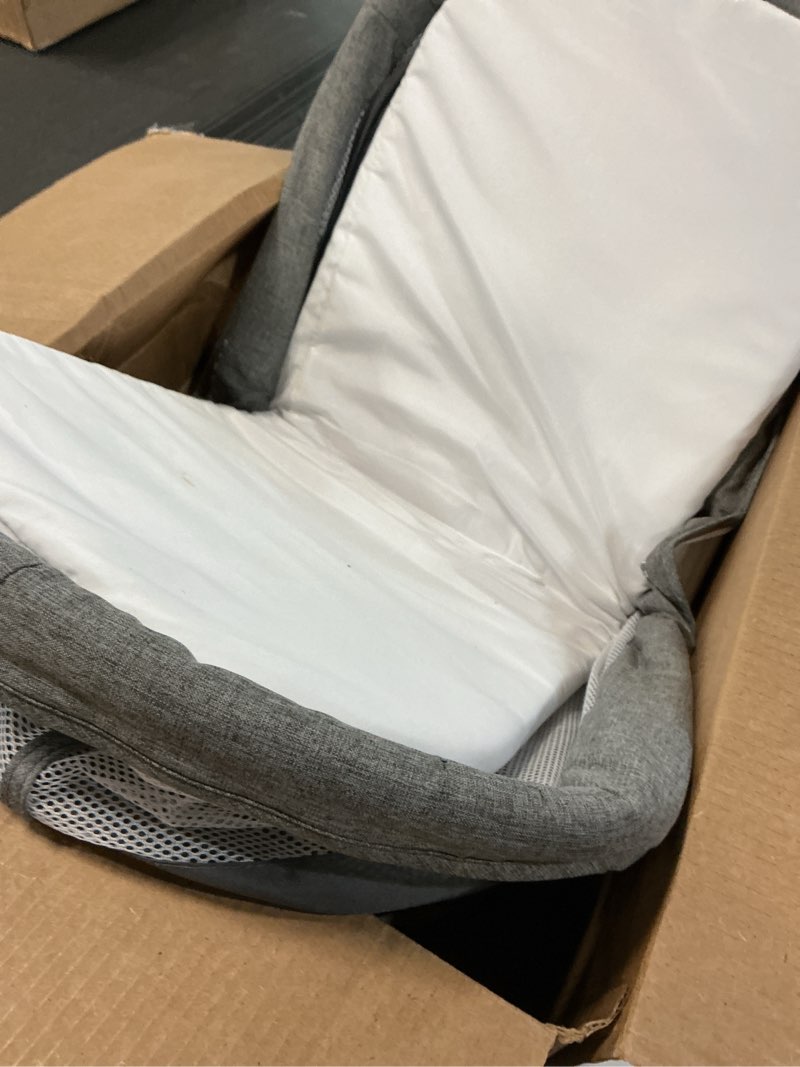 Condition photo showing As Is for Baby Delight Slumber Deluxe Rocking Bassinet, Portable Baby Bassinet, Removable Canopy, Charcoal Tweed