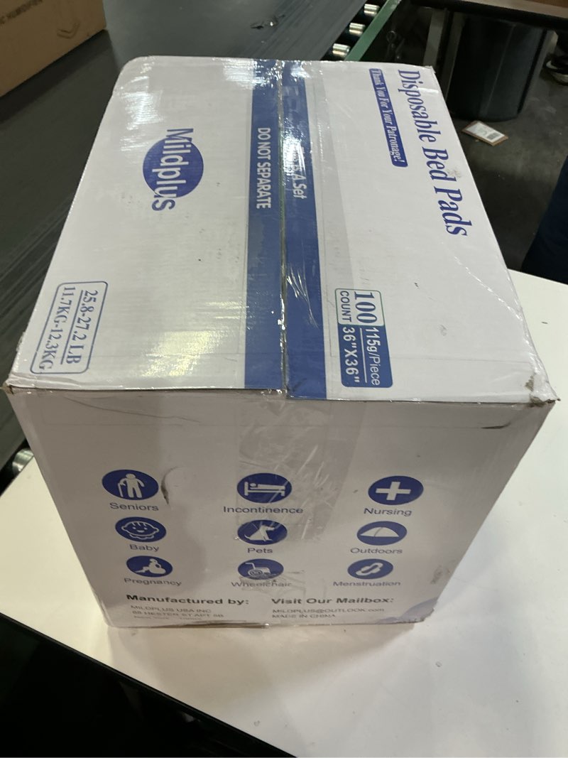 Condition photo showing New/Like New for 100 Count Disposable Bed Pads , 36x36 Inch Extra Large Incontinence Underpads | Heavy Absorbency 115 Grams Pee Pads for Adult, Senior, Baby & Pet Care (No Adhesive) 36"x36"-100 (No Adhesive)