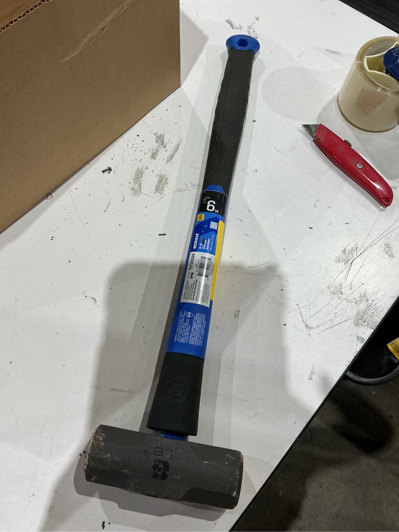 Condition photo showing As Is for kobalt sledge 6-lb polished face steel head fiberglass demolition sledge hammer
