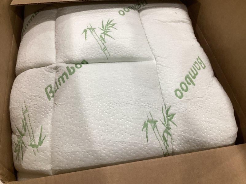 Condition photo showing As Is for ultra soft king size mattress topper - viscose made from bamboo pillow top mattress pad for back pain relief - naturally cooling for hot sleepers, green green king