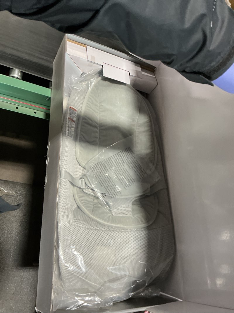 Condition photo showing New/Like New for munchkin® electric baby bouncer & rocker with digital touch display, soothing sounds & 3 recline positions - automatic bouncing & rocking, grey electric bouncer/rocker