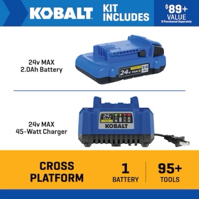 Condition photo showing Good Condition for kobalt 24 -volt 1 -pack lithium-ion ( 2 ah battery and charger )