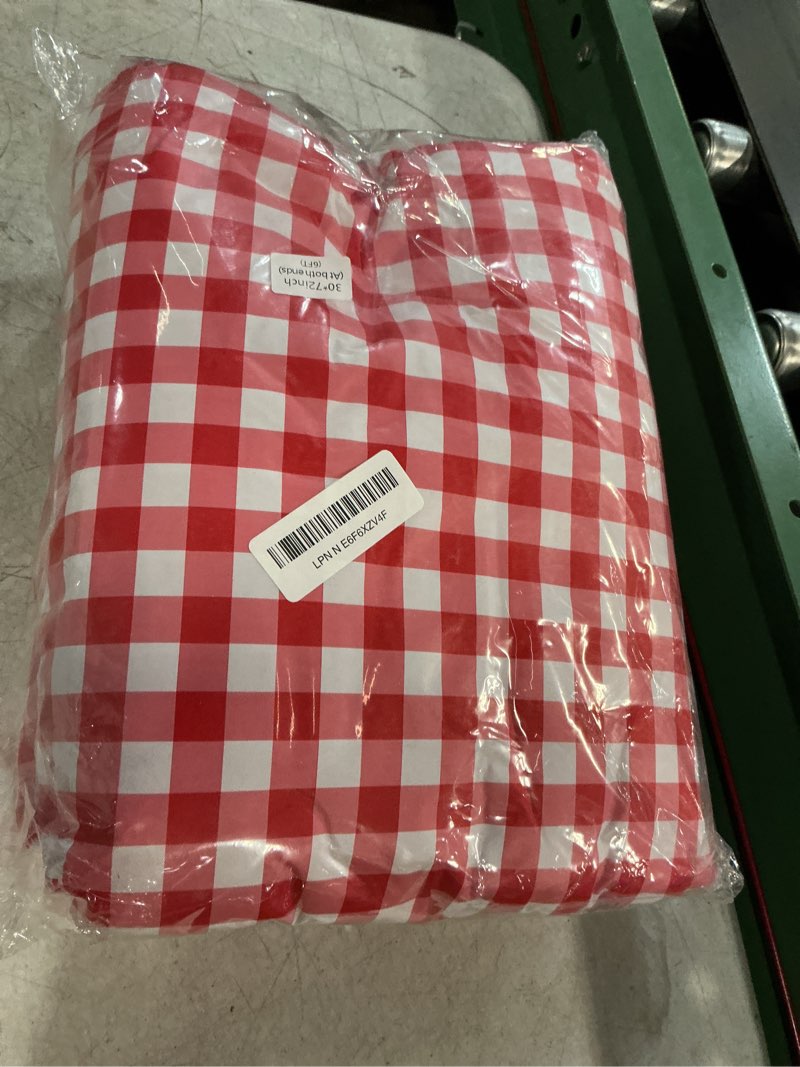 Condition photo showing New/Like New for 6 pcs tablecloth for folding fitted rectangular table cloth 30 x 72 inch vinyl waterproof plastic table cover flannel backed with elastic rim for indoor outdoor picnic party (red and white grid)