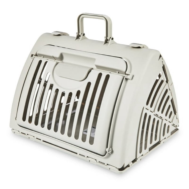 vibrant life foldable plastic travel cat carrier, gray, one size
