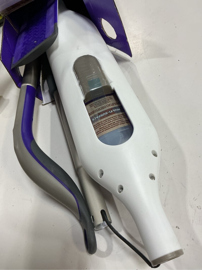 Condition photo showing Good Condition for swiffer power mop wood, hardwood floor cleaner for mopping home, bathroom, kitchen, all purpose multi-surface cleaning set includes powermop wood, 2 pads, 1 quickdry lemon solution, & 2 batteries
