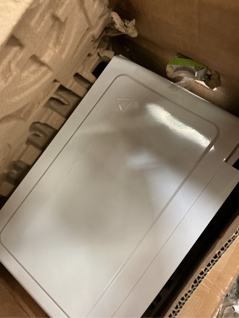 Condition photo showing As Is for hamilton beach white microwave 