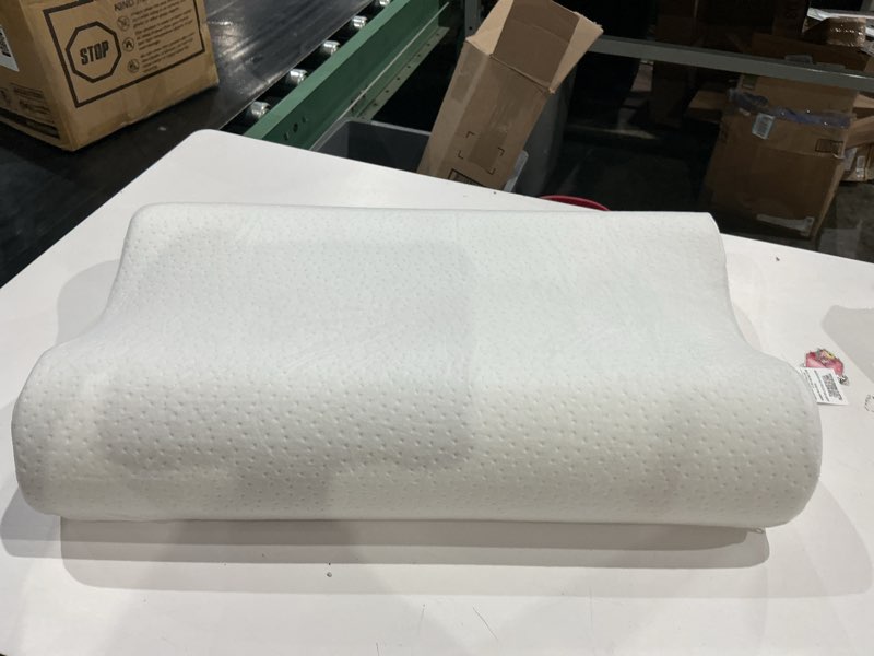 Condition photo showing As Is for sleep innovations memory foam contour pillow, queen size, head, neck, and shoulder alignment, side and back sleepers, medium support