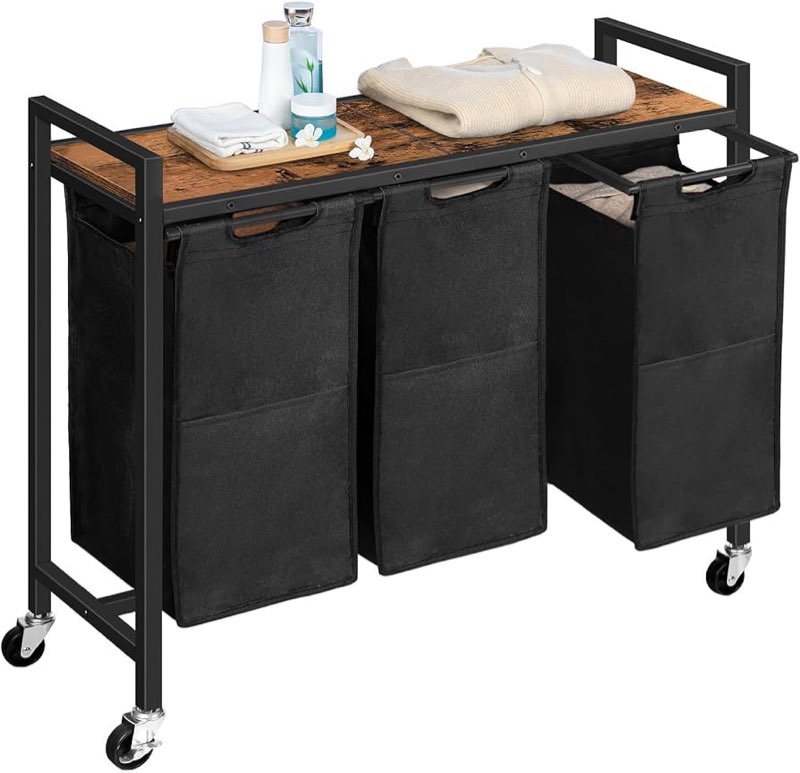 HOOBRO Laundry Sorter with 6 Section, 48.3 Gal. (183 L) Tall Laundry Hamper with Wheels, Rolling Lau