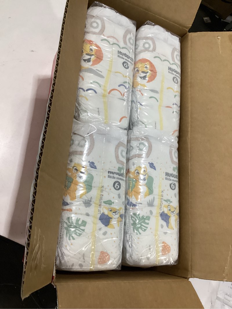 Condition photo showing Good Condition for huggies little movers baby diapers, size 6 (35+ lbs), 84 ct