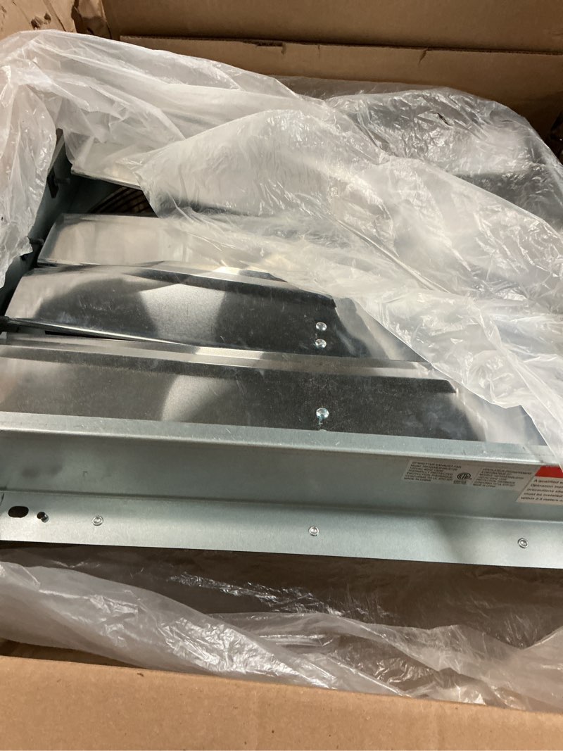 Condition photo showing As Is for iliving 20" wall mounted shutter exhaust fan, automatic shutter, with thermostat and variable speed controller, 2.2a, 3368 cfm, 5000 sqf coverage area silver (ilg8sf20v-st) plugin thermostat & speed controller