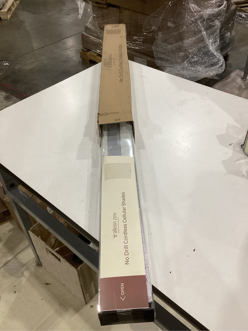 Condition photo showing Good Condition for allesin zen no drill blinds for windows blackout cordless cellular shades honeycomb blinds pull down, free stop easy install for home and office, blackout, white, 30.5" w x 64" h white-100% blackout 30.5"w x 64"h