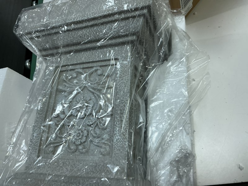 Condition photo showing Good Condition for classic statuary stand outdoor pedestal sculpture decor plinth base riser, garden or home resin statuary pedestal, 12.6" tall, 7.3 pounds