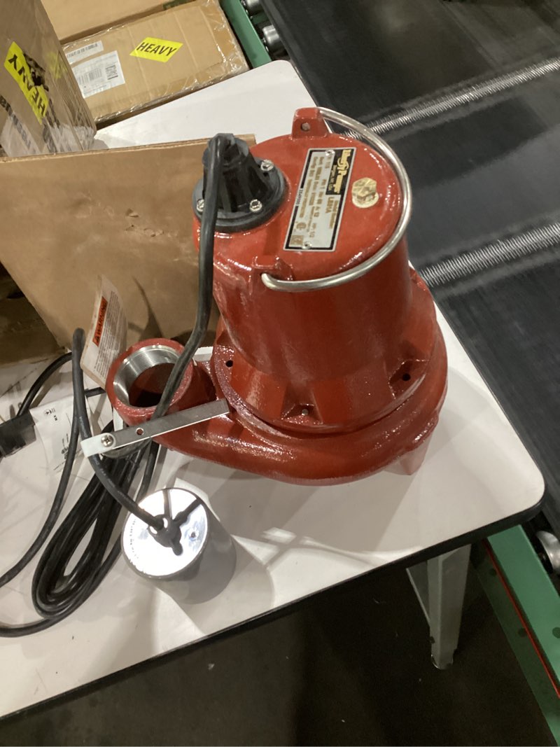 Condition photo showing As Is for liberty pumps le51a le50-series submersible automatic sewage pump, red
