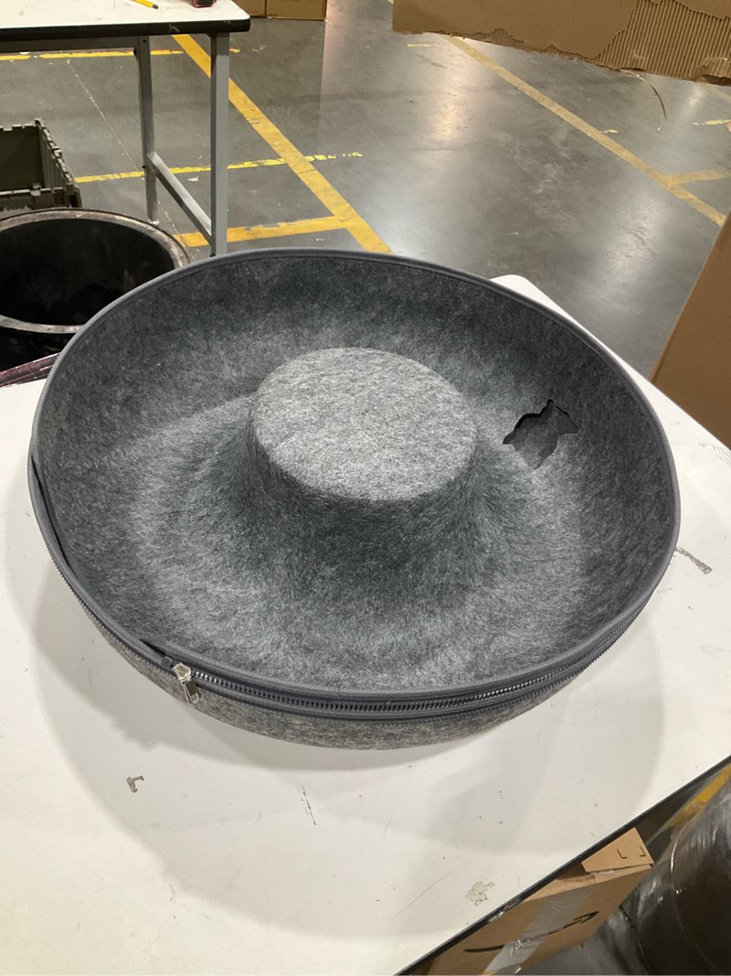 Condition photo showing Good Condition for cattasaurus peekaboo cat cave for multiple & large cats up to 30-45 lbs, scratch detachable & washable tunnel bed, comfy donut cat cave (dark gray, large) dark gray large