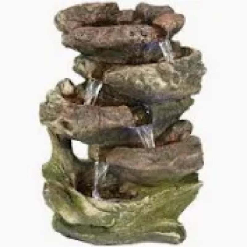Sunnydaze 5 Step Rock Falls Tabletop Indoor Fountain with LED Lights 