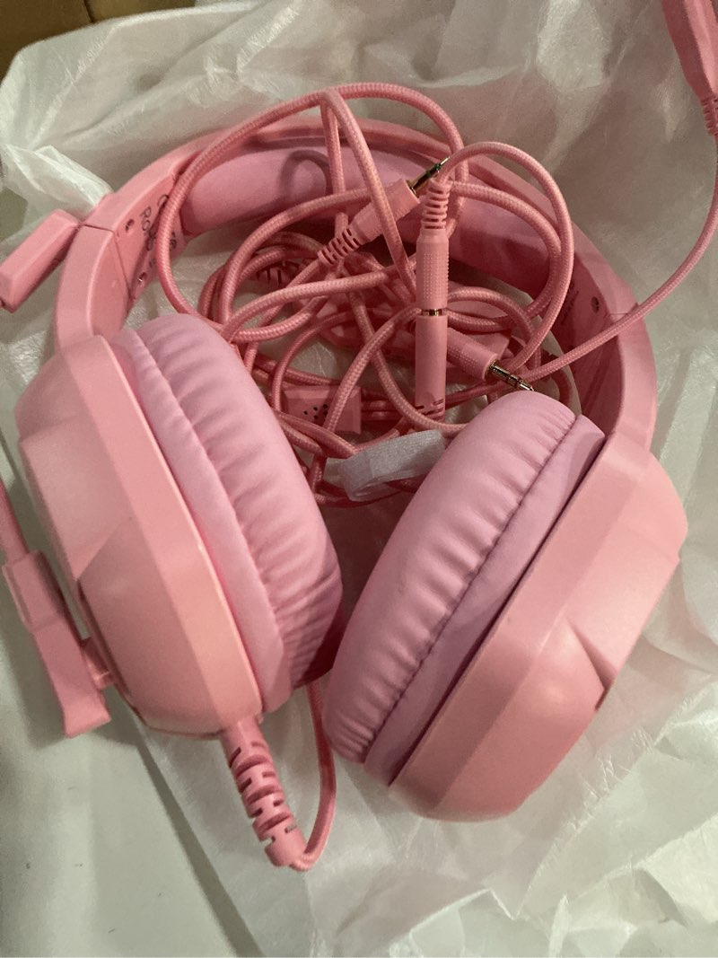 Condition photo showing New/Like New for imyb a36 pink gaming headset with mic stereo headphones for pc, ps5, xbox | rgb wired over-ear noise cancelling for xbox series x/s, ps4, nintendo switch, computer, laptop, mac