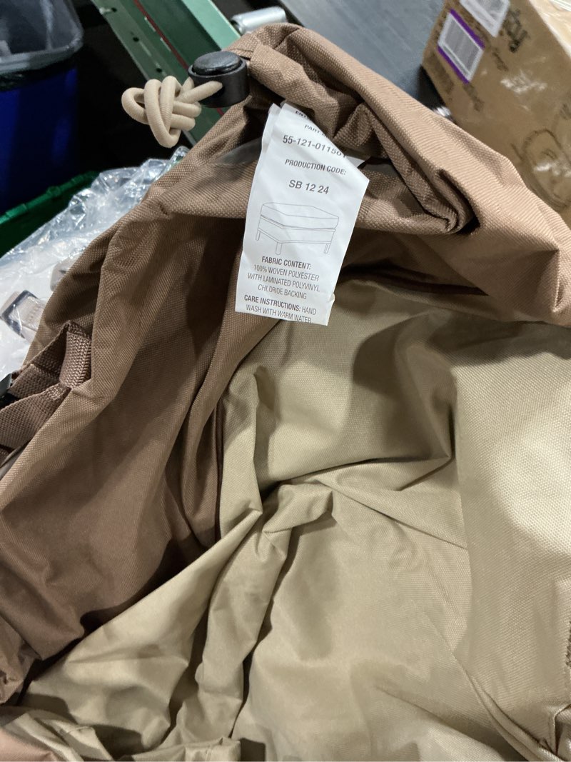 Condition photo showing Good Condition for easy-going patio coffee table cover small outdoor rectangular table cover, uv resistant waterproof patio furniture cover (48" lx28 wx16 h, camel/dark brown) camel/dark brown 48"lx28"wx16"h