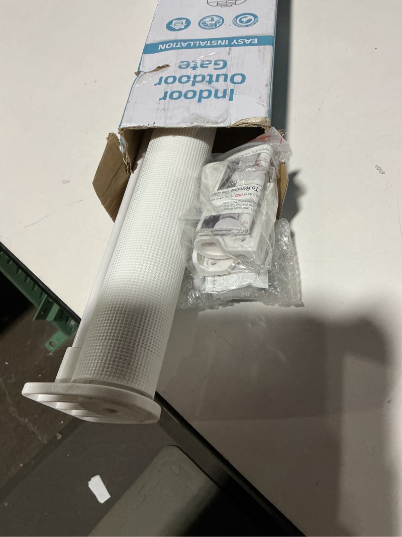 Condition photo showing As Is for PRObebi Retractable Dog Gate for The House Extends to 54" Wide 34" Tall, Gates for Baby Indoor, Stair Gate for Outdoor, Staris, Hallways, Doorways, Deck, Porch, Need Drilling