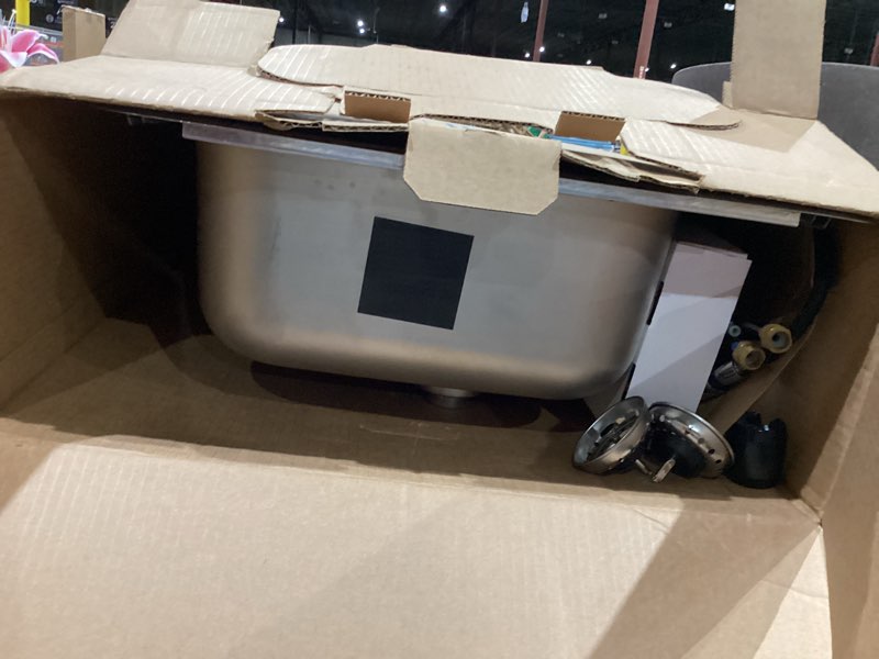 Condition photo showing As Is for elkay freeport drop-in 33-in x 22-in stainless steel double equal bowl 1-hole kitchen sink all-in-one kit