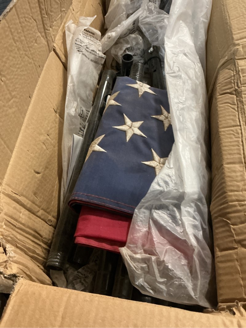 Condition photo showing Good Condition for ground flag poles for outside house inground, black outdoor flag pole kit with american flag, 8ft portable yard background flag pole stand with prongs, 80"