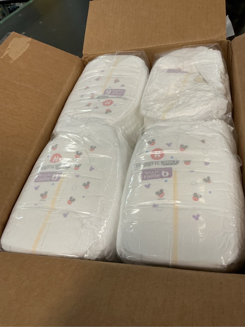 Condition photo showing Good Condition for huggies size 6 baby diapers, little movers huggfit 360° baby diapers with 360° waistband, size 6 (35+ lbs), 80 count, packaging may vary size 6 80