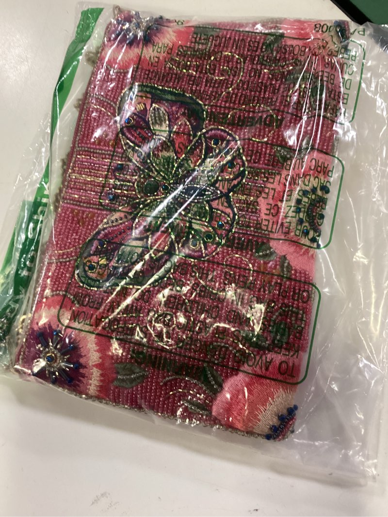 Condition photo showing Good Condition for mary frances social butterfly beaded mini crossbody bag floral novelty evening clutch purse, multico