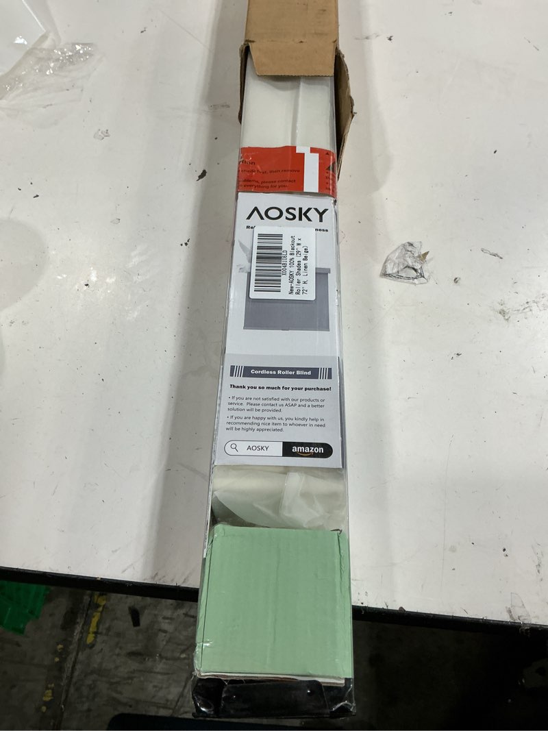 Condition photo showing Good Condition for aosky blackout roller shades cordless blinds for windows, free-stop shades with valance, thermal insulated fabric, uv protection, blinds for home and office (29" w x 72" h, linen beige linen beige 29"w x 72"h