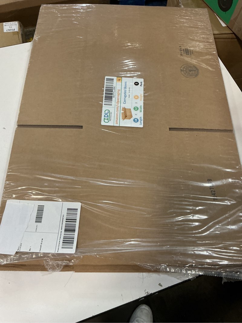 Condition photo showing New/Like New for medium moving & shipping boxes 18 x 12 x 8 inches (5-pack) - extra strength 200 lb vs regular - usa-made corrugated durable cardboard moving boxes - packaging & moving box heavy duty by idl packaging 18 x 12 x 8" (medium boxes) pack of 5