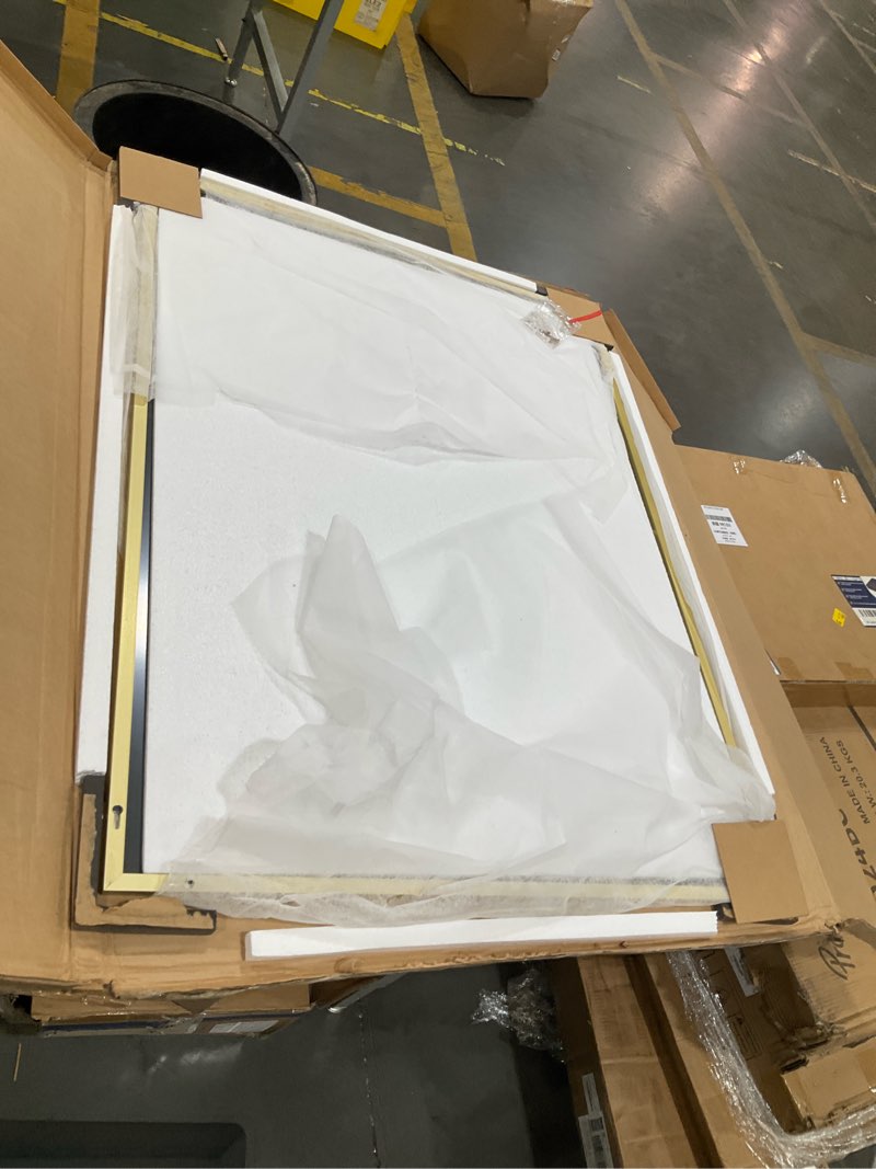 Condition photo showing Good Condition for 40"x30" satin gold framed rectangle bathroom vanity wall mirror | over-sink vanity mirror, slim metal frame, entryway or dresser use, vertical/horizontal mount, tempered glass