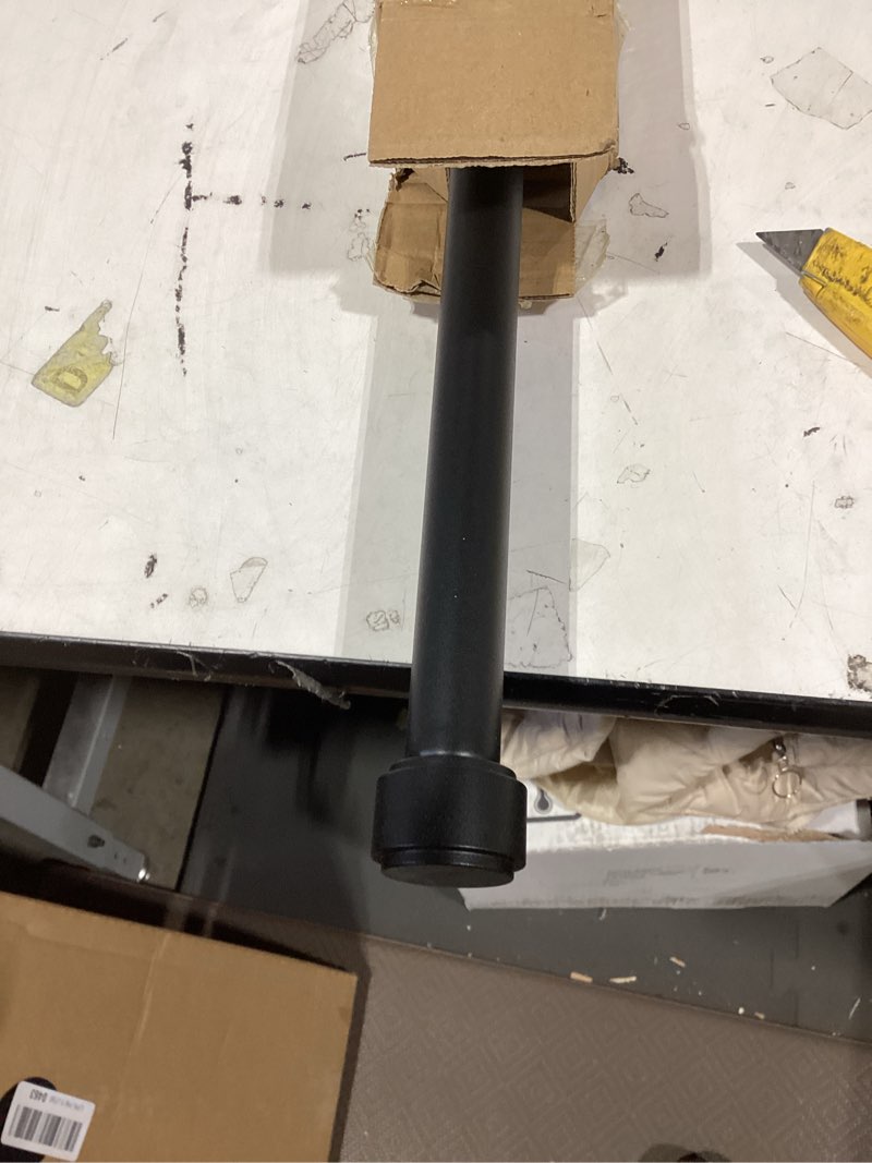 Condition photo showing Good Condition for black curtain rods for windows 28 to 48", 1-inch blackout curtain rods with aluminum brackets and end cap finials, adjustable drapery rods for sliding glass door/bedroom/kitchen/living room etc. black 28-48"
