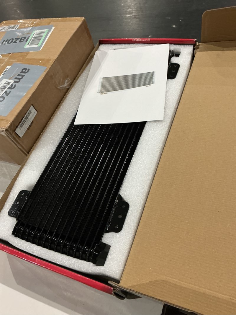 Condition photo showing New/Like New for pacewalker transmission oil cooler 40,000 gvw low pressure drop lpd47391 47391 with mounting hardware (upgrade version-black)