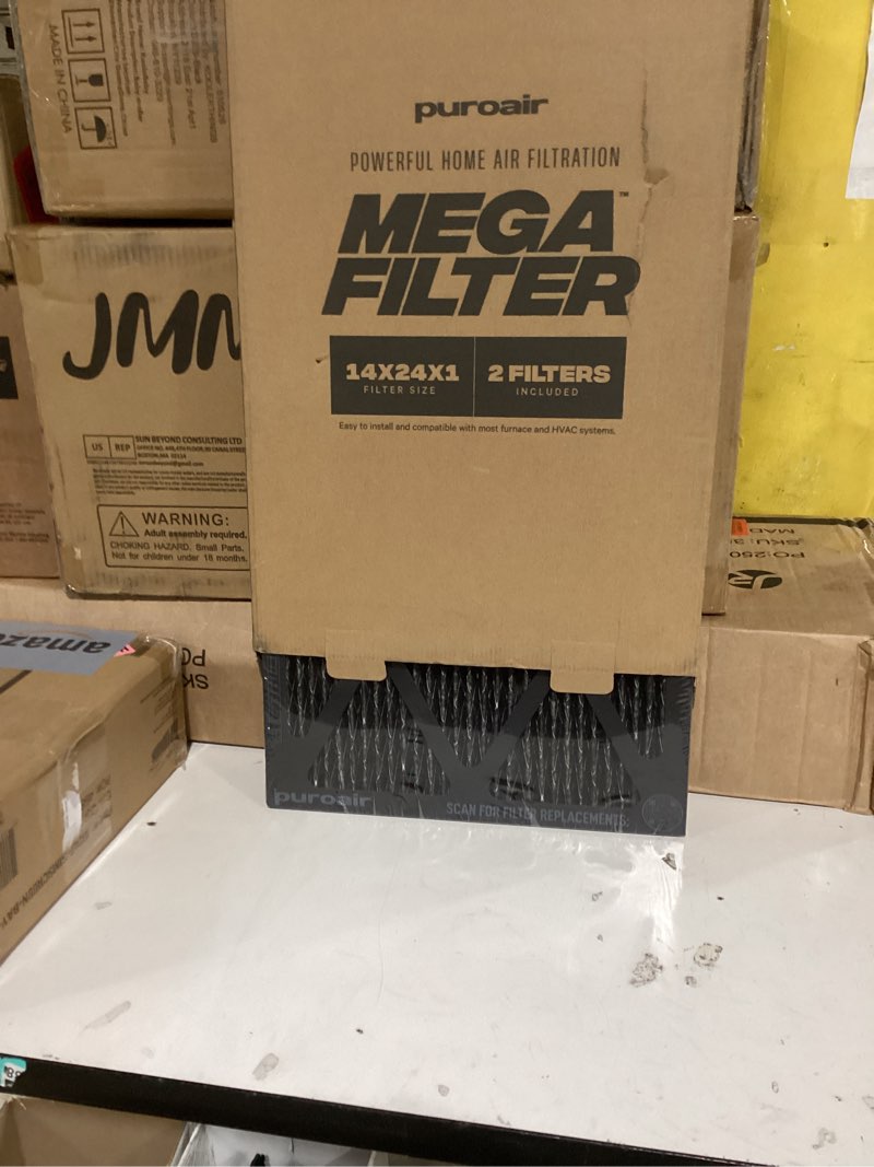 Condition photo showing Good Condition for puroair megafilter - 14x24x1 air filter merv 13 activated carbontech defense - heavy duty 3 layer furnace filters allergens, pollen, dust, pet dander, smoke, odors - hvac air filter 14x24x1 (2-pack) 14" x 24" x 1" 2 pack