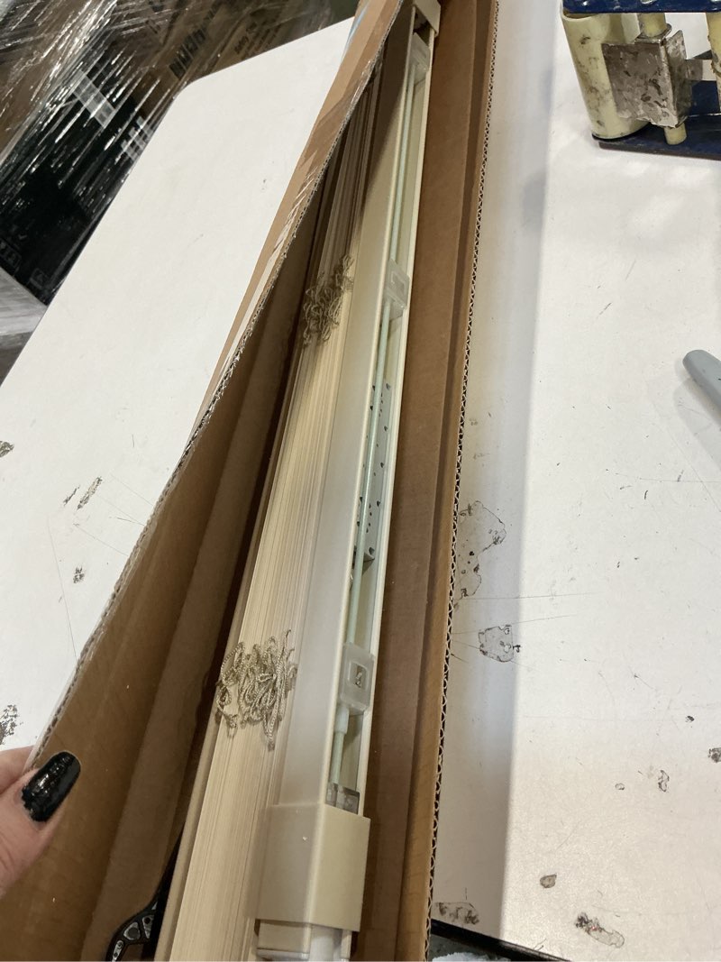 Condition photo showing Good Condition for LazBlinds No Tools No Drill 1" Vinyl Mini Blinds, Cordless Blinds for Windows, Light Filtering Horizontal Window Blinds & Shades, 29" W x 48" H, Cream Cordless-cream 29" W x 48" H