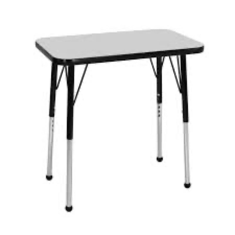 (Incomplete)Factory Direct Partners 30\" x 48\" Rectangle T-Mold Kids Classroom Adjustable Activity Table with Chunky Leg - Gray/Black