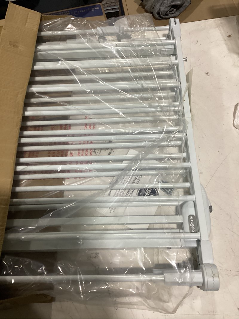 Condition photo showing New/Like New for regalo safety 28"-76" super wide configurable baby gate | hardware mounted, for doorways & open spaces, for babies, toddlers & pets, white, tested & trusted for 30 years 28-76"w x 30"h white
