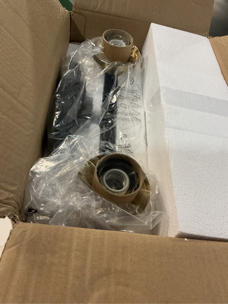 Condition photo showing New/Like New for emliviar 2-light gold bathroom light fixtures - vanity light in black and gold finish with clear glass, yce238b-2w bk+bg black & gold 2-light