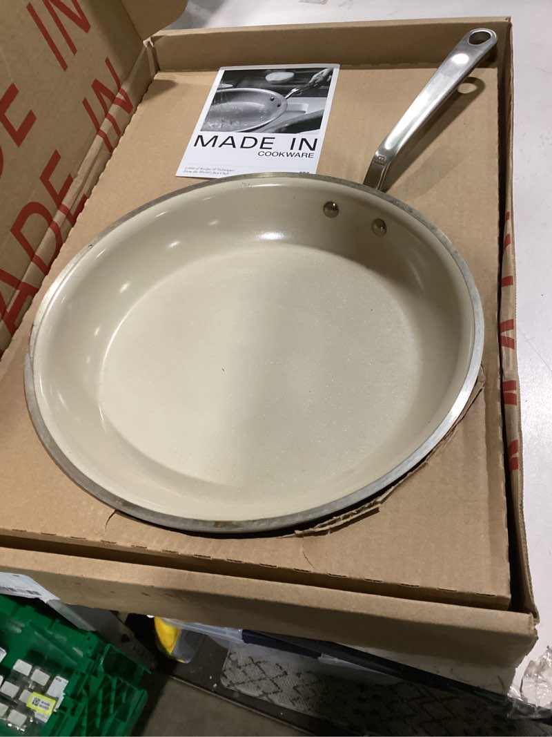 Condition photo showing Good Condition for Made In Cookware - 12" Ceramic Non Stick Frying Pan (Stainless Handle) - 5-Ply Stainless Clad with Stay-Cool Handle - Professional Cookware 12" Stainless Handle