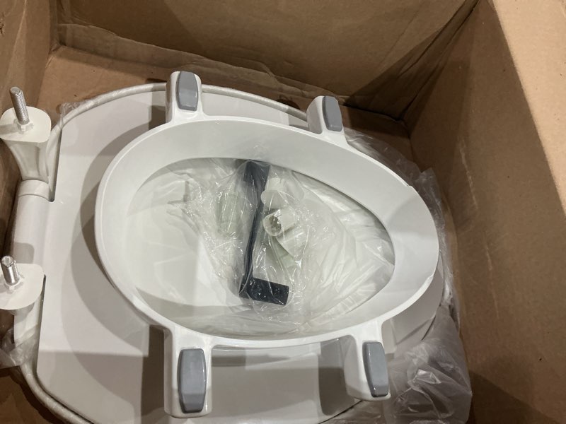 Condition photo showing As Is for round toilet seat soft close toilet seat slow close, top fixing & quick release, pp material easy clean, round, white
