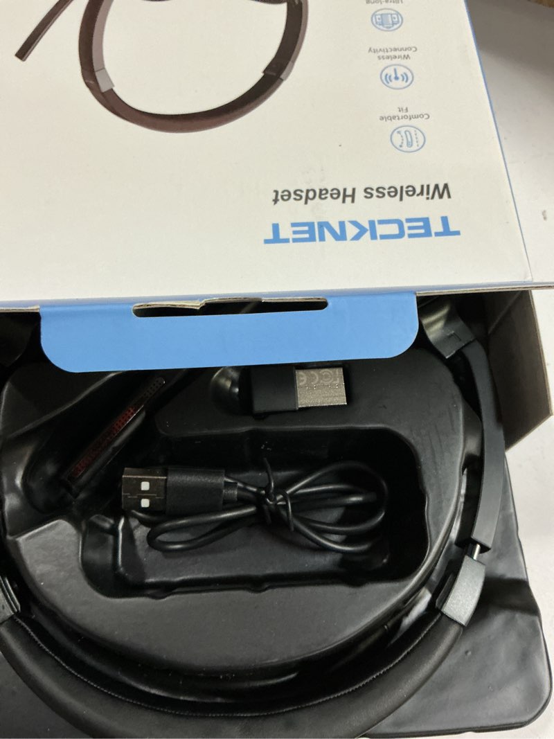 Condition photo showing Good Condition for TECKNET Wireless Headset with Mic for Work, Bluetooth Headset V6.0 with AI Noise-Cancelling Microphone, USB-A Dongle, 40H Clear Calls & Mute, On-Ear Headphones for PC, Laptop, Phone, Office & Trucker Black