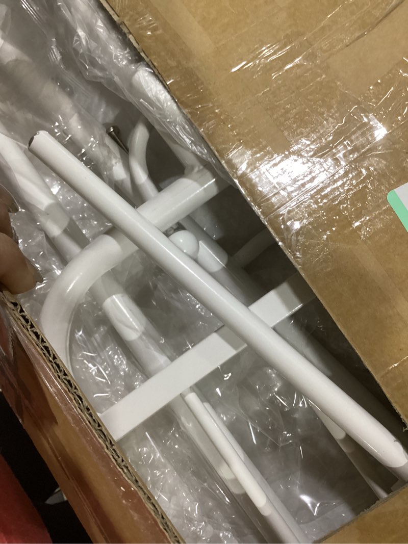 Condition photo showing Good Condition for Clothes Rack with Wheels & Storage Basket, Heavy Duty Rolling Clothing Rack with Hooks for Hanging Clothes,Coats, Dresses, Hats for Bedroom, Closet, Living Room, Hallway, Entryway (80cm) Cream White Medium