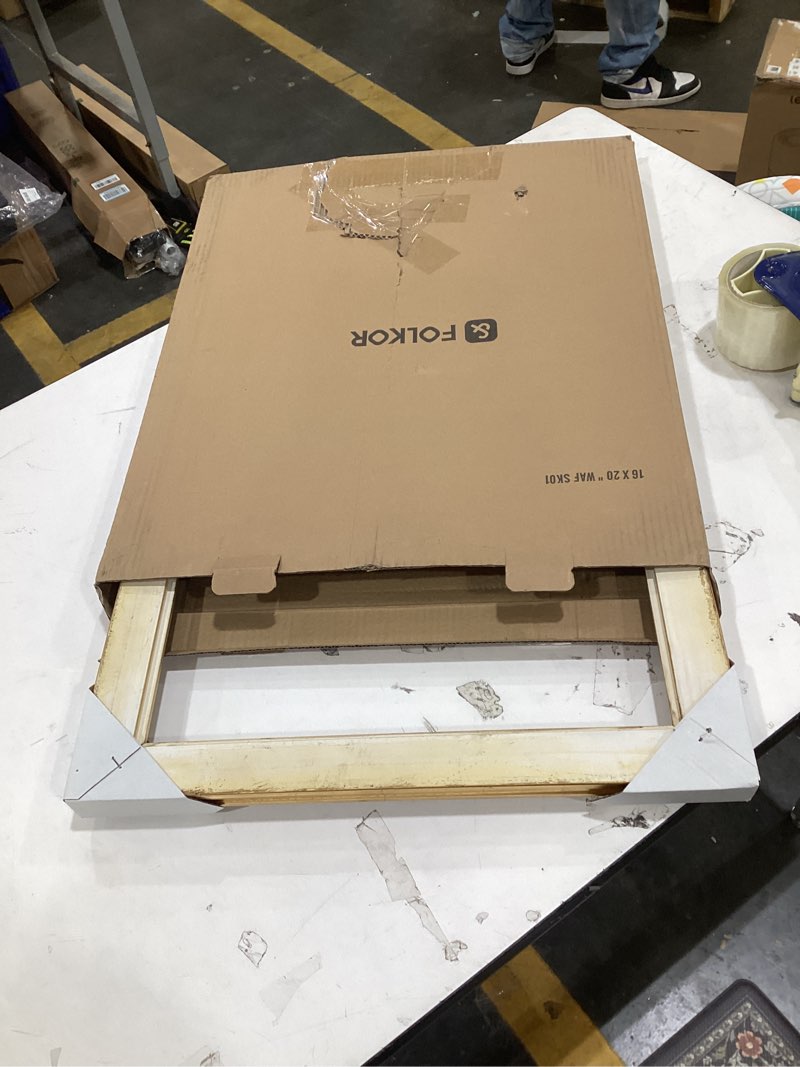 Condition photo showing As Is for Wood Frame for 16x20 Canvas Paintings, Finished 16x20 Vinatge Gold Frame for Oil Painting Art Prints Landscape Portrait Wall Decor, No Back & Cover (Gold) 16x20" Gold