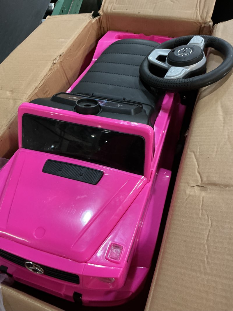 Condition photo showing Good Condition for best ride on cars kids outdoor stroller mercedes g-wagon push car with working lights, horn, and music for ages 1 to 3 years, pink