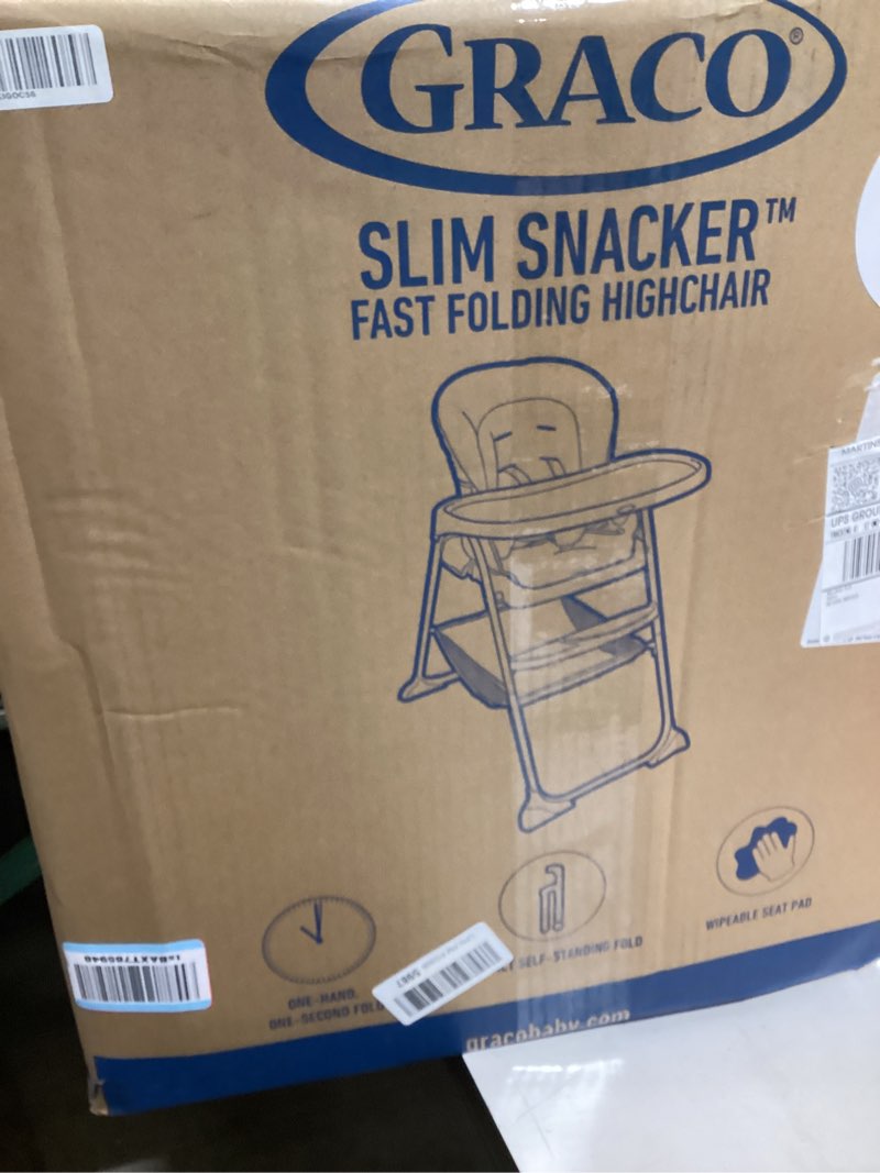 Condition photo showing Good Condition for Graco Slim Snacker High Chair, Ultra Slim, Fast-Folding, Multiple Recline Positions, Comfortable Feeding, Whisk